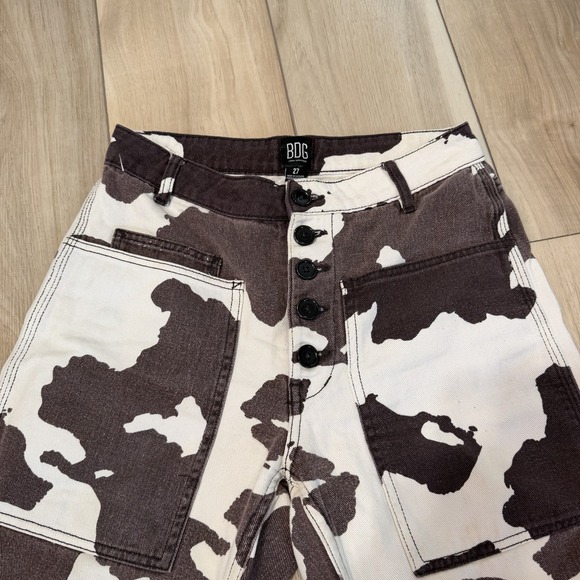 BDG Cow Print Jeans Womens 27 Brown White Button Fly Urban Outfitters Y2K - Picture 2 of 7